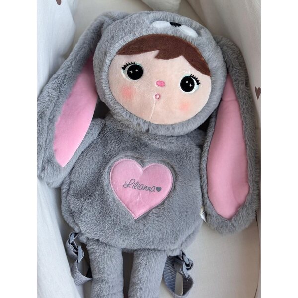 Metoo Grey Rabbit Rucksack mit individueller Gestaltung: weich und sicher für Kinder