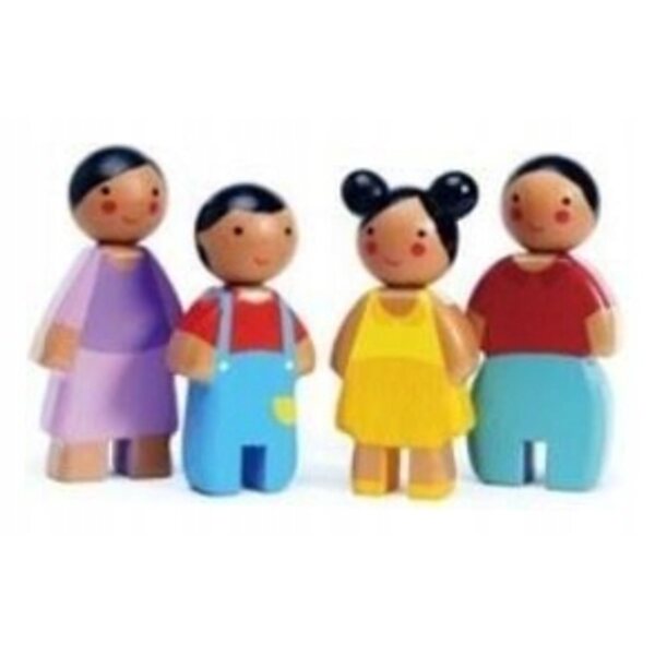 Rodzinka Sunny Doll Tender Leaf Toys Set mit 4 natürlichen Holzpuppen