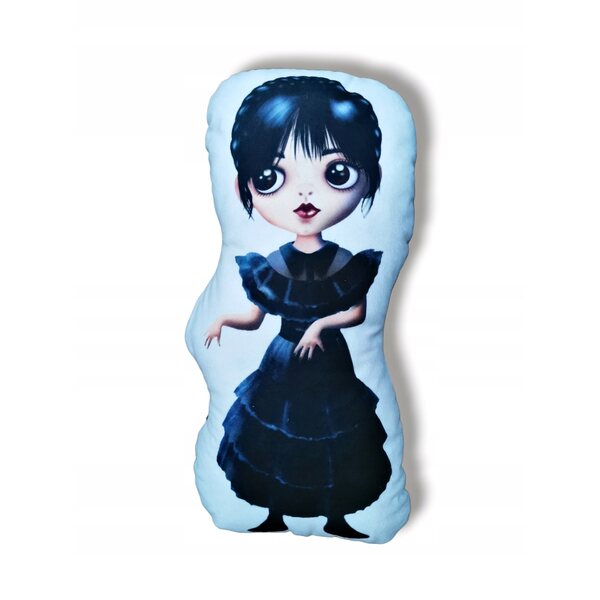 Cuscino Peluche Wednesday Adams XL in Microfibra e Poli-verniciatura Morbida Nero