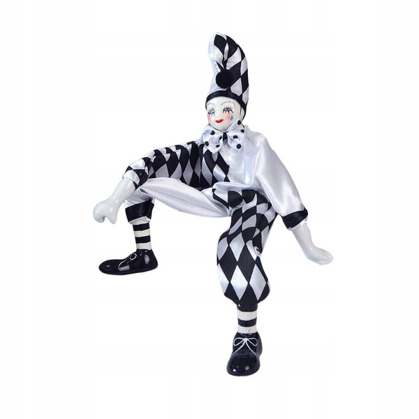 Clown-Puppe aus Porzellan, 38 cm – antike Deko- und Sammlerpuppe