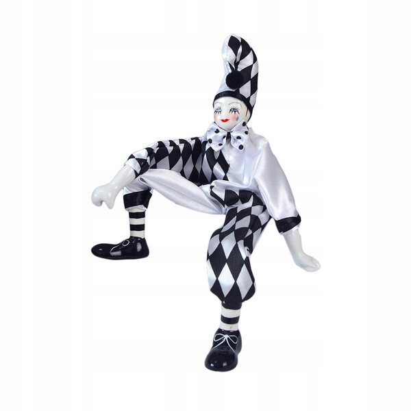 Clown-Puppe aus Porzellan, 38 cm – antike Deko- und Sammlerpuppe
