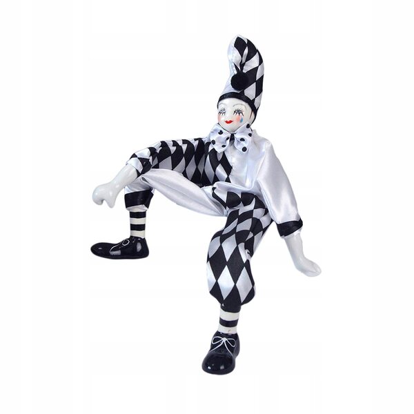 Clown-Puppe aus Porzellan, 38 cm – antike Deko- und Sammlerpuppe