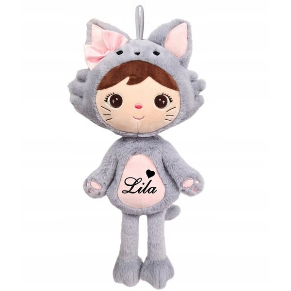 Metoo Fluffy Kitten con Fiocco Doll 48 cm personalizzabile con nome e metrica