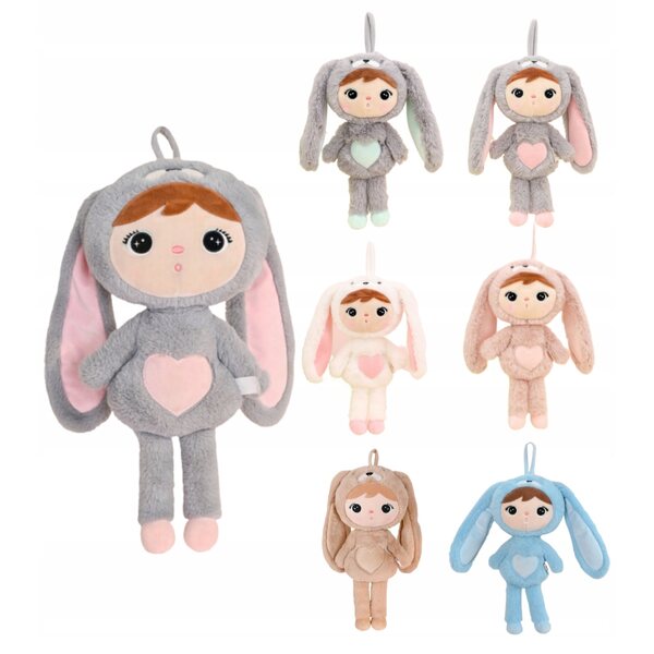 Set mit grau-rosa Hasen 50 cm und 30 cm, anpassbar für Babys