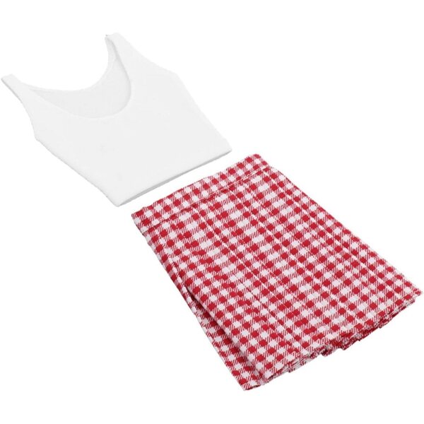 Kleidungsset für BJD 1/3 Puppe, 60 cm, Weste und Faltenrock, weicher Stoff, Rot, Weiß