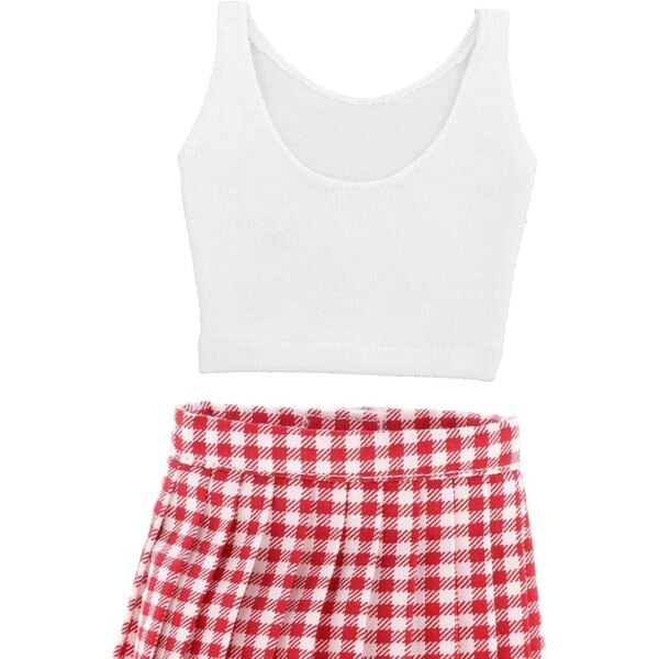 Kleidungsset für BJD 1/3 Puppe, 60 cm, Weste und Faltenrock, weicher Stoff, Rot, Weiß