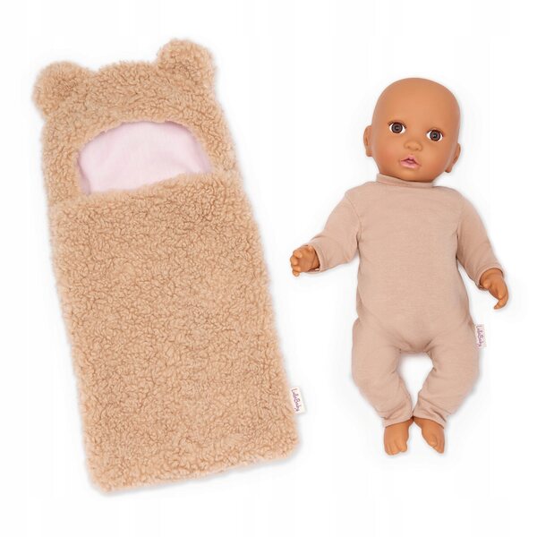 LullaBaby: Lalka NIEMOWLĘ, z misiowym BECIKIEM