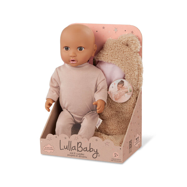 LullaBaby: Lalka NIEMOWLĘ, z misiowym BECIKIEM
