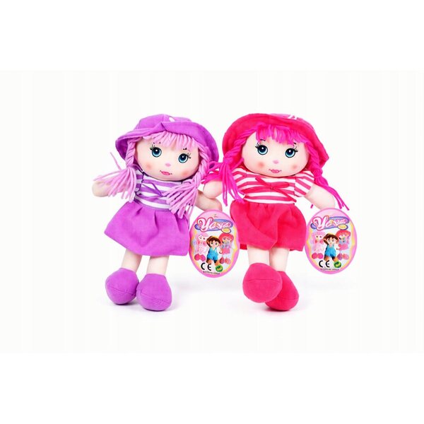Eine 24 cm große Stoffpuppe, ein farbenfrohes Stofftier für Kinder