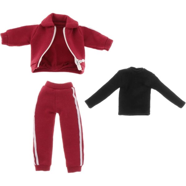 1/12 FewNvWa Herrenbekleidung: Jacke, Hose und Sportshirt, Rot