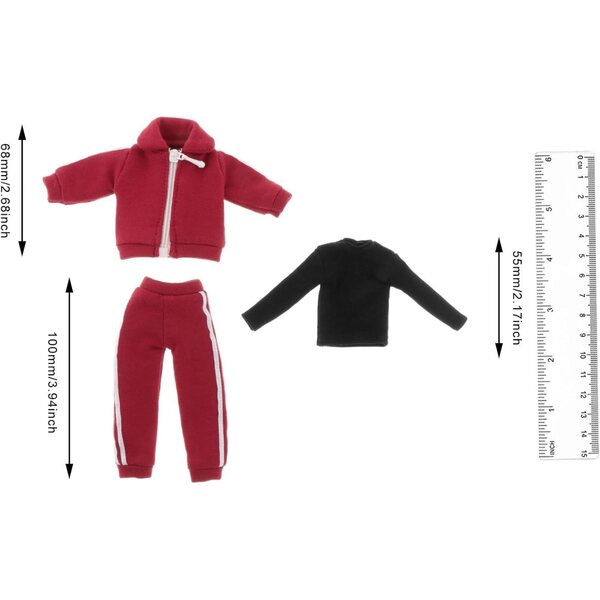 1/12 FewNvWa Herrenbekleidung: Jacke, Hose und Sportshirt, Rot