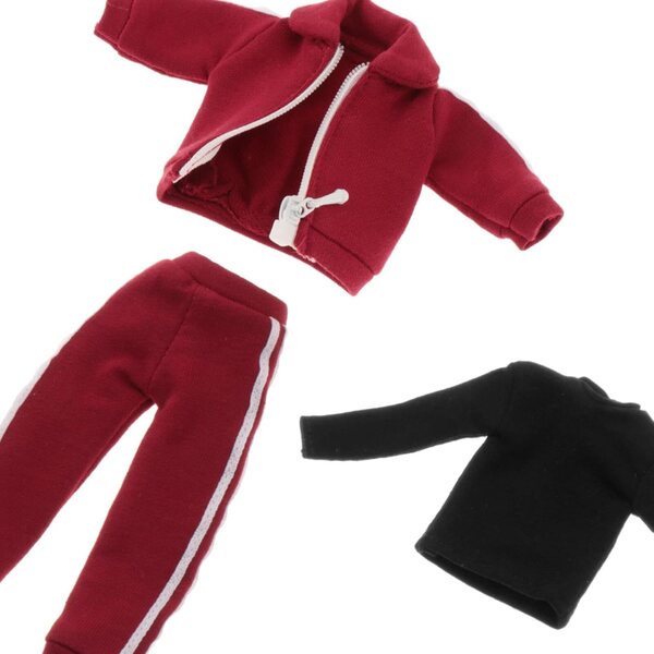 1/12 FewNvWa Herrenbekleidung: Jacke, Hose und Sportshirt, Rot
