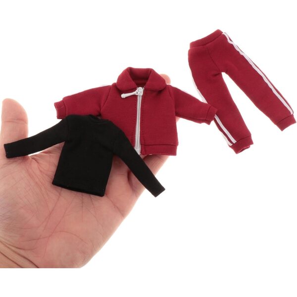 1/12 FewNvWa Herrenbekleidung: Jacke, Hose und Sportshirt, Rot