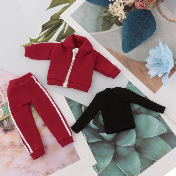 1/12 FewNvWa Herrenbekleidung: Jacke, Hose und Sportshirt, Rot