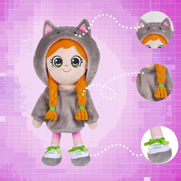 Peluche con Cappello 40cm Coniglio Grigio Morbido e Tenero per Bambini