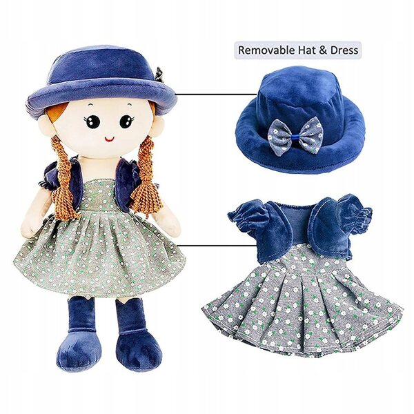 Bambola di peluche per bambine 35 cm, morbida e sicura per giocare e decorare