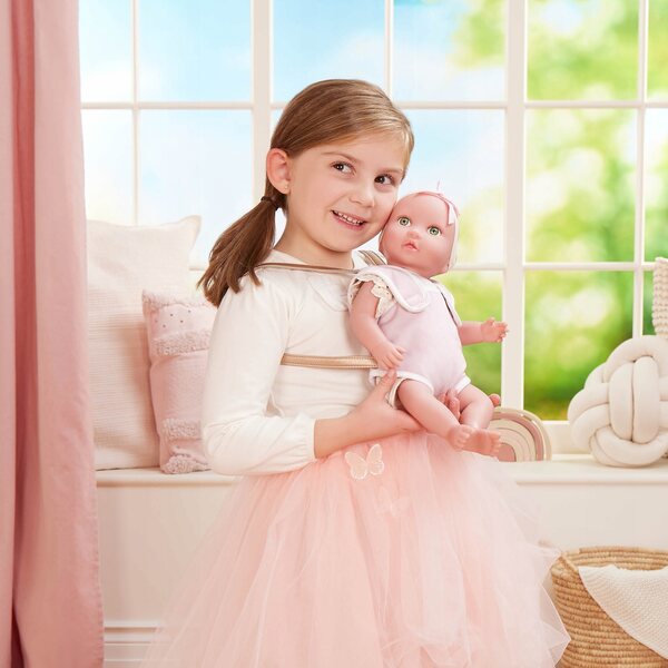 LullaBaby Neugeborenenpuppe mit Babytrage 35,5 cm weich und realistisch