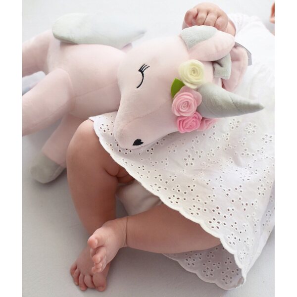 Peluche Unicorno Rosa con Corona Dimensione M Personalizzabile per Bambini