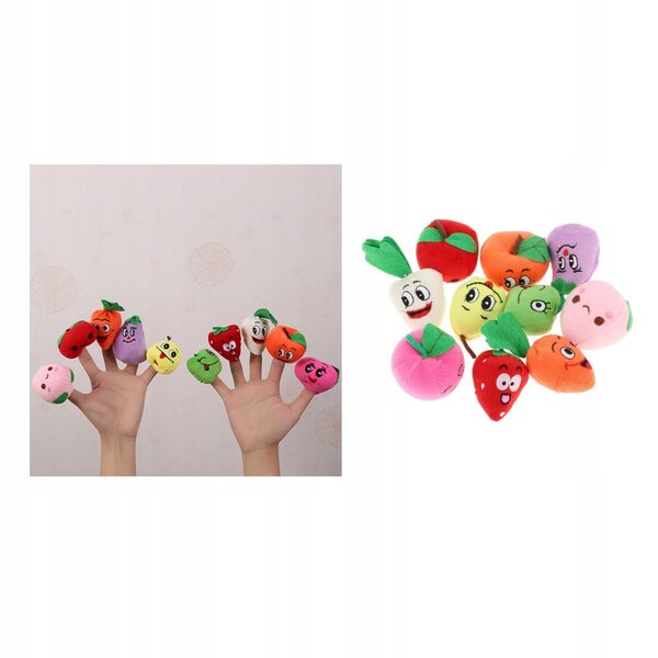 10 Baumwoll-Fingerpuppen für Kinder, farbenfrohes und lehrreiches Obstset