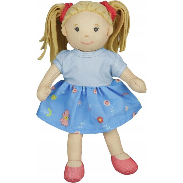 Morbidissima bambola Pippa 22 cm con capelli biondi e vestito blu a strappo