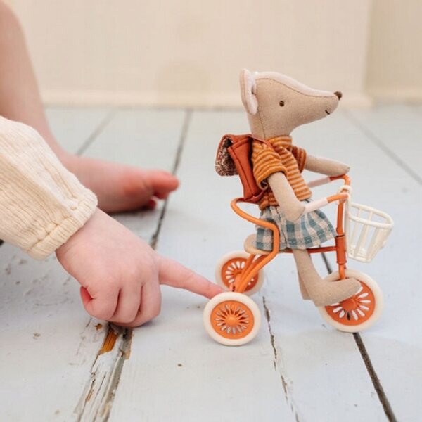 Maileg Triciclo in Metallo Retro con Box Garage per Topolini da 3 Anni
