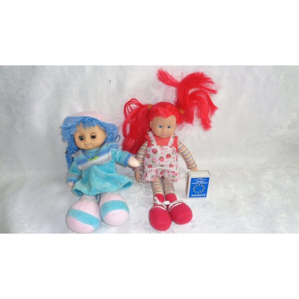 Set 2 bambole di stoffa Truskaweczka con occhi mobili alte 25 e 27 cm