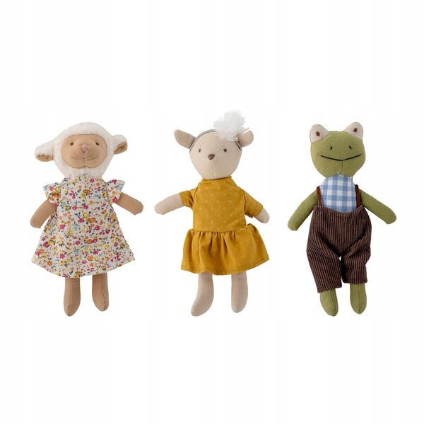 Set mit 3 Bloomingville Mini Animal Friends Stoffpuppen für Kinder ab 2 Jahren