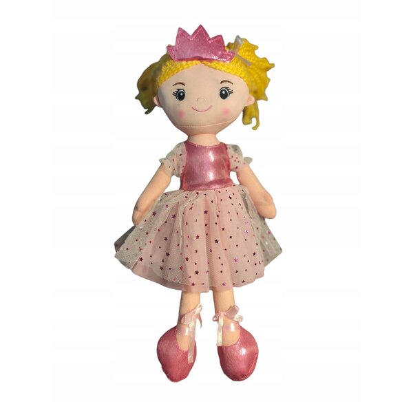 Magica bambola principessa in vestito rosa 35 cm, morbida e coccolosa