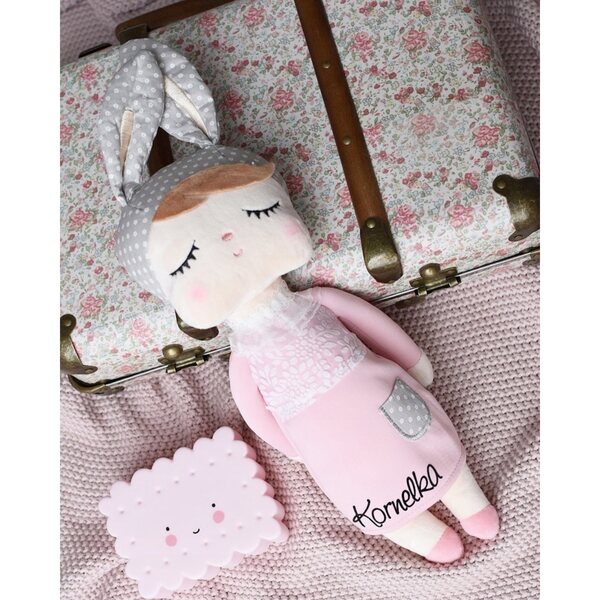 Laletta Metoo personalizzata in tessuto sicuro con vestito rosa, 42 cm