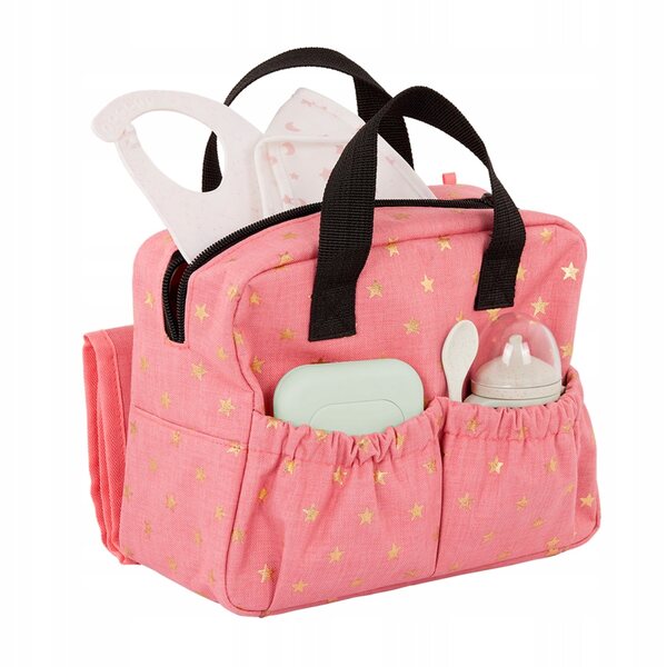 Torba do przewijania lalki Lullababy z akcesoriami do karmienia różowa 2+