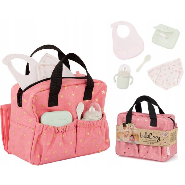Torba do przewijania lalki Lullababy z akcesoriami do karmienia różowa 2+