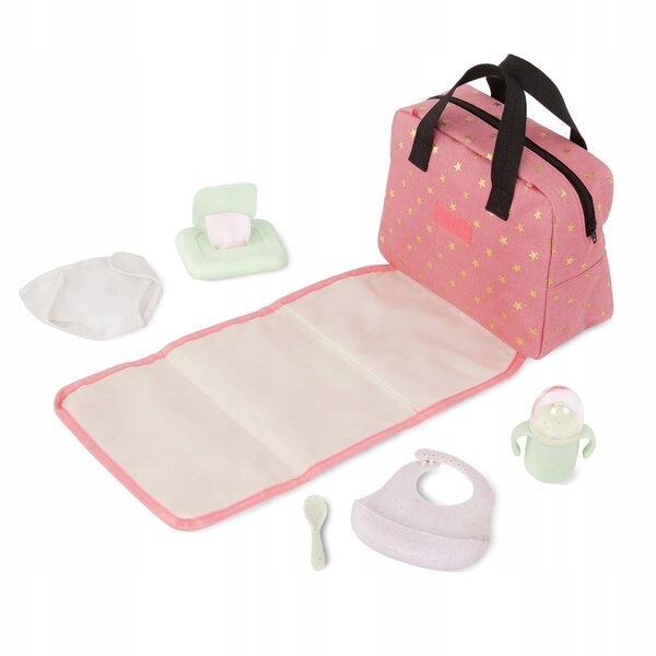 Torba do przewijania lalki Lullababy z akcesoriami do karmienia różowa 2+