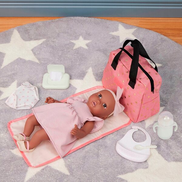 Torba do przewijania lalki Lullababy z akcesoriami do karmienia różowa 2+