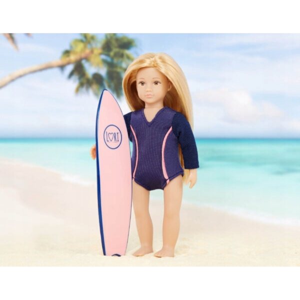 LORI Audrina Puppe mit Surfbrett – 15 cm große Surferpuppe