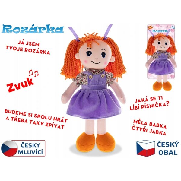 Bambola Rozarka 35 cm corpo morbido parlante in lingua ceca rossa