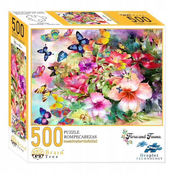 Brain Tree Blumen und Schmetterlinge Puzzle 500 Teile mit einzigartigen Details und hochwertigen Materialien