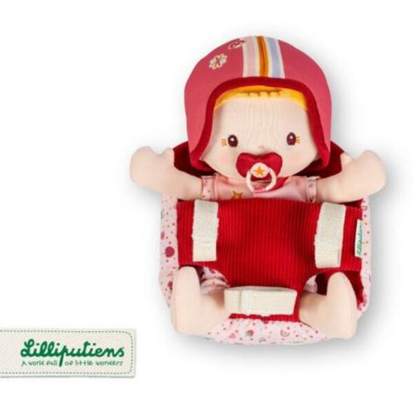 Lilliputiens Baby bambola con seggiolino bici, caschetto e accessori, 23 cm