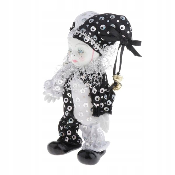 Bambola Porcellana Italiana 5 Pollici Triangel con Costume Nero e Bianco