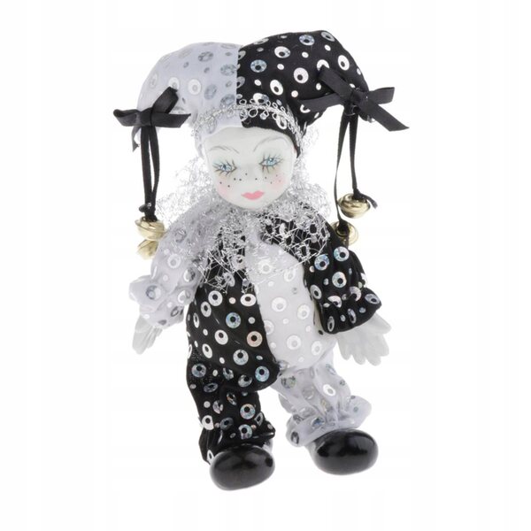 Bambola Porcellana Italiana 5 Pollici Triangel con Costume Nero e Bianco