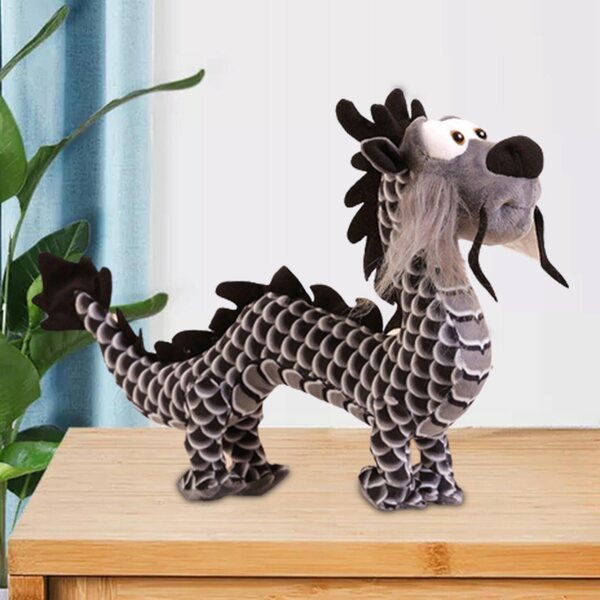 Peluche Drago Cinese Nero Morbido 40 cm Decorazione e Giocattolo Soffice