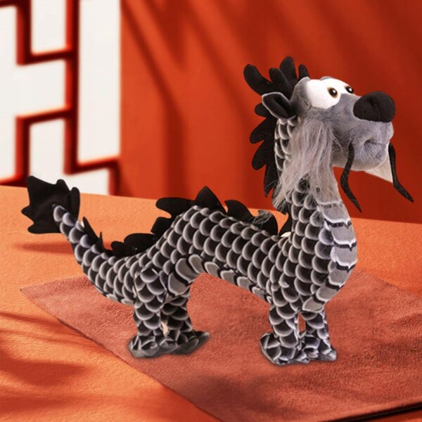 Peluche Drago Cinese Nero Morbido 40 cm Decorazione e Giocattolo Soffice