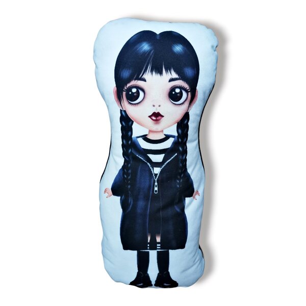 Cuscino XXL Wednesday Adams in microfibra e peluche nero, lavabile e anallergico