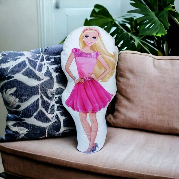 Barbie-Plüschkissen aus Mikrofaser und Minky-Fleece, weich und hypoallergen, 43 x 22 cm