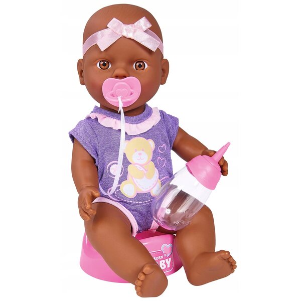 Simba New Born Babypuppe 30 cm mit Trink- und Pinkelfunktion, 4-teiliges Set