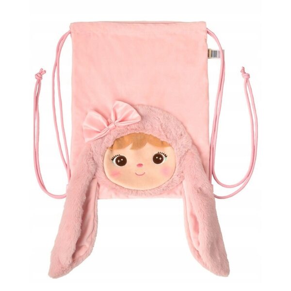 Metoo Zaino Personalizzato con Coniglietta Peluche Rosa e Nome Gratis