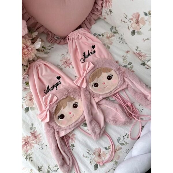 Metoo Zaino Personalizzato con Coniglietta Peluche Rosa e Nome Gratis