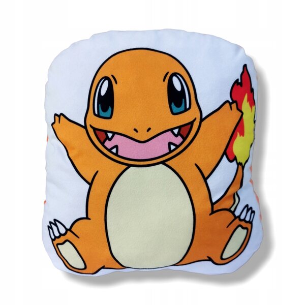 Weiches Pokémon Glumanda-Kissen aus Mikrofaser und orangefarbenem Plüsch, 38 x 38 cm