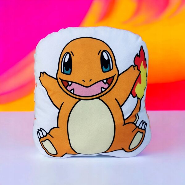 Weiches Pokémon Glumanda-Kissen aus Mikrofaser und orangefarbenem Plüsch, 38 x 38 cm