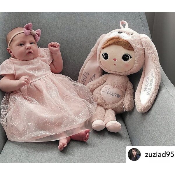 Plüschtier-Set Rosa Hase 50 cm und Hase 30 cm personalisiert für Kinder