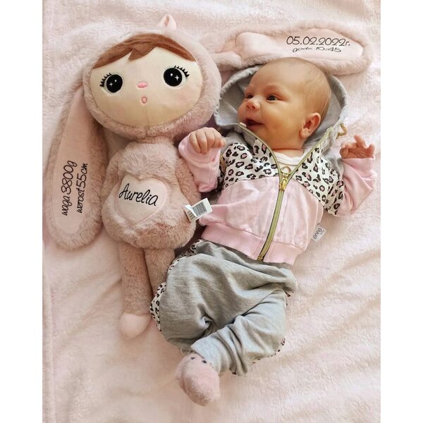 Plüschtier-Set Rosa Hase 50 cm und Hase 30 cm personalisiert für Kinder